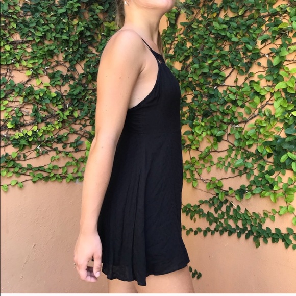 “Sold at home”Black Strappy Romper With embroidered bib UO - Picture 2 of 5